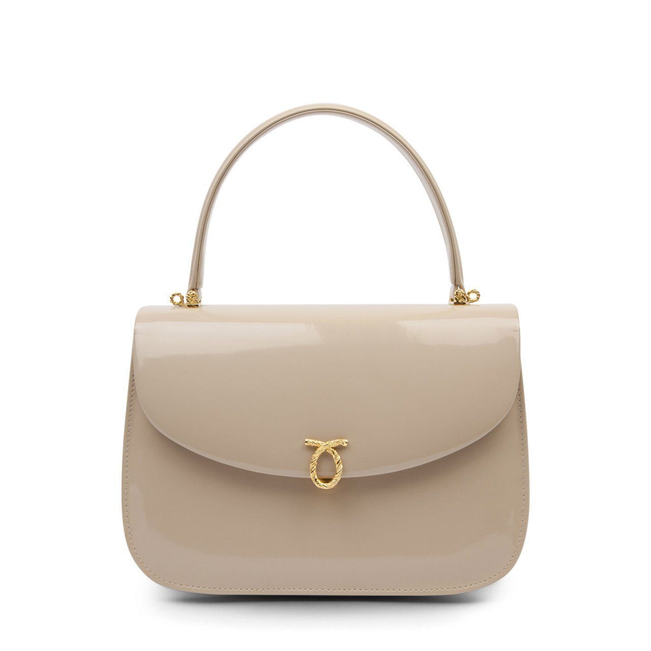 Adagio Beige Patent Top Handle Bags Launer London